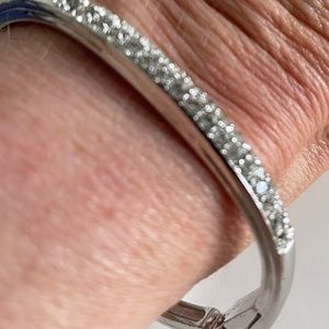 Swarovski Silver Toned Hinged Bangle